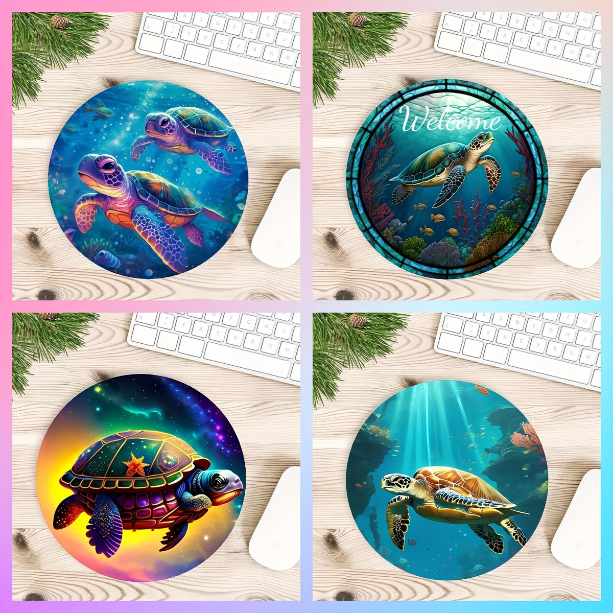 Cute Cartoon Turtle Mouse Pad - Non Slip Rubber - Waterproof