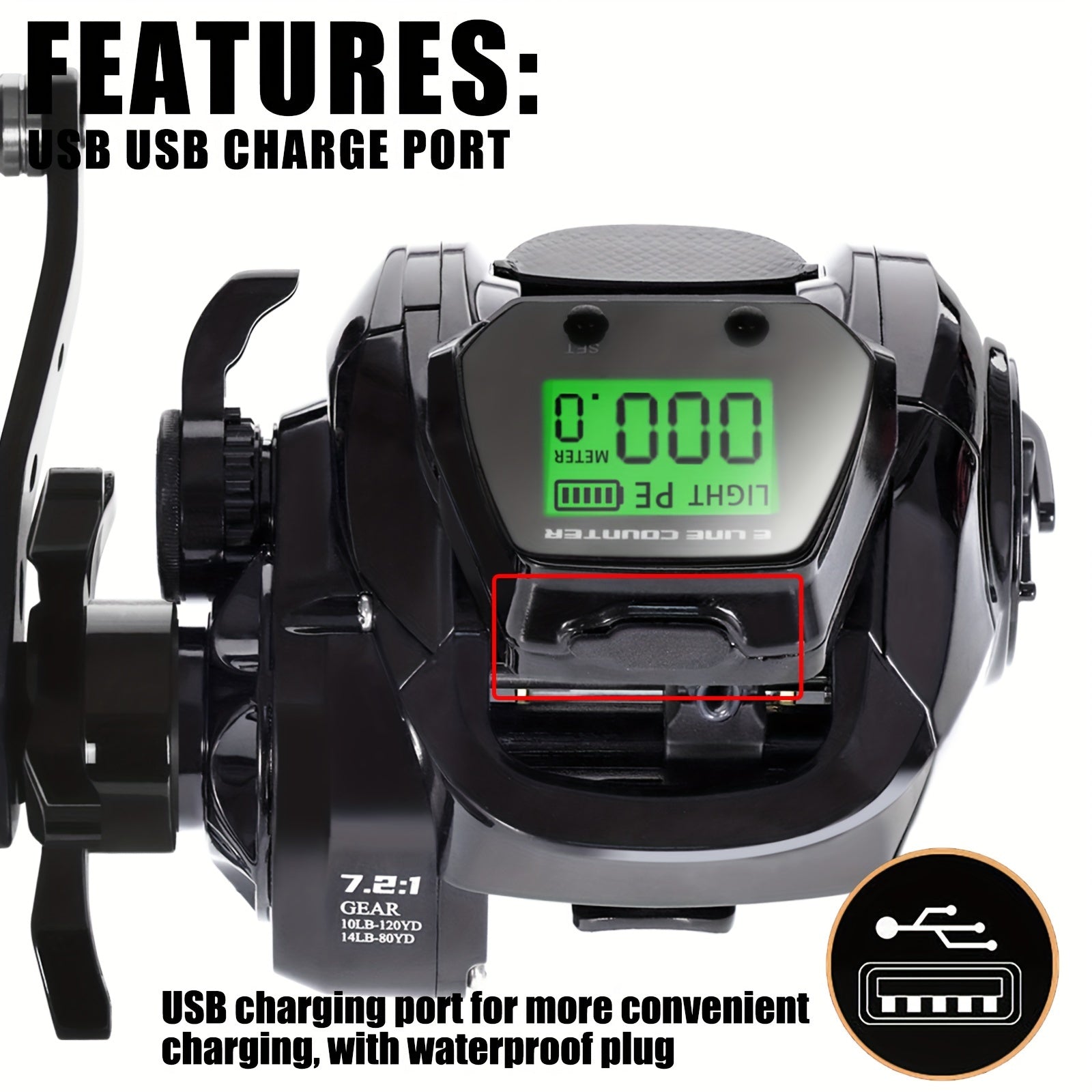SAMOLLA 1pc Baitcasting Fishing Reel 7.2:1 Ratio 10kg Max Drag