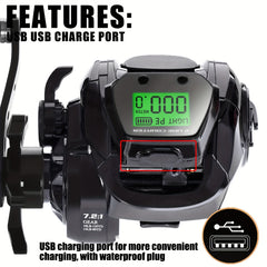 SAMOLLA 1pc Baitcasting Fishing Reel 7.2:1 Ratio 10kg Max Drag