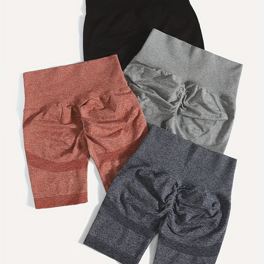 Solid High Waist Yoga Shorts Women's Activewear