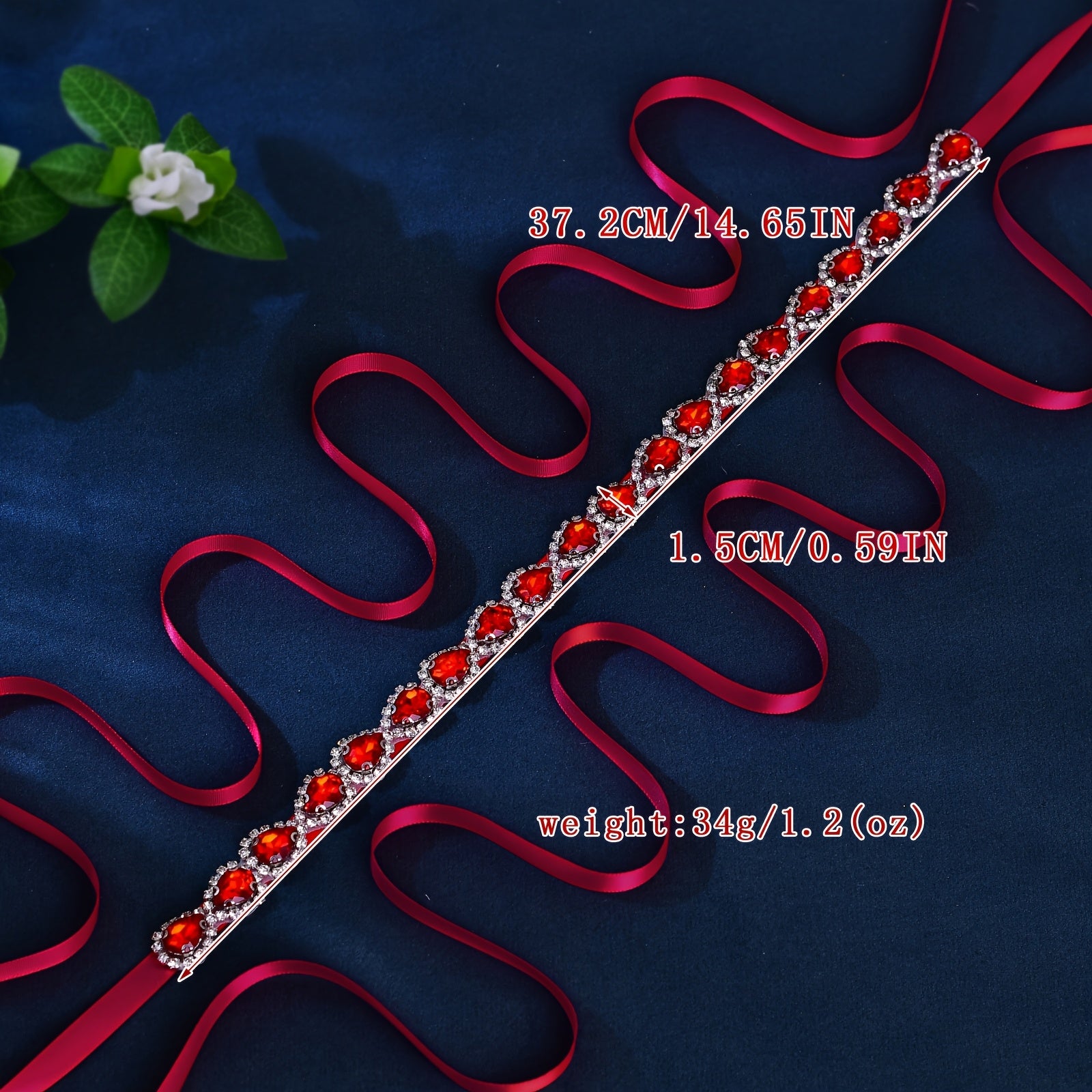 Red Rhinestone Belt for Women Sparkling Large Bead Versatile Accessory
