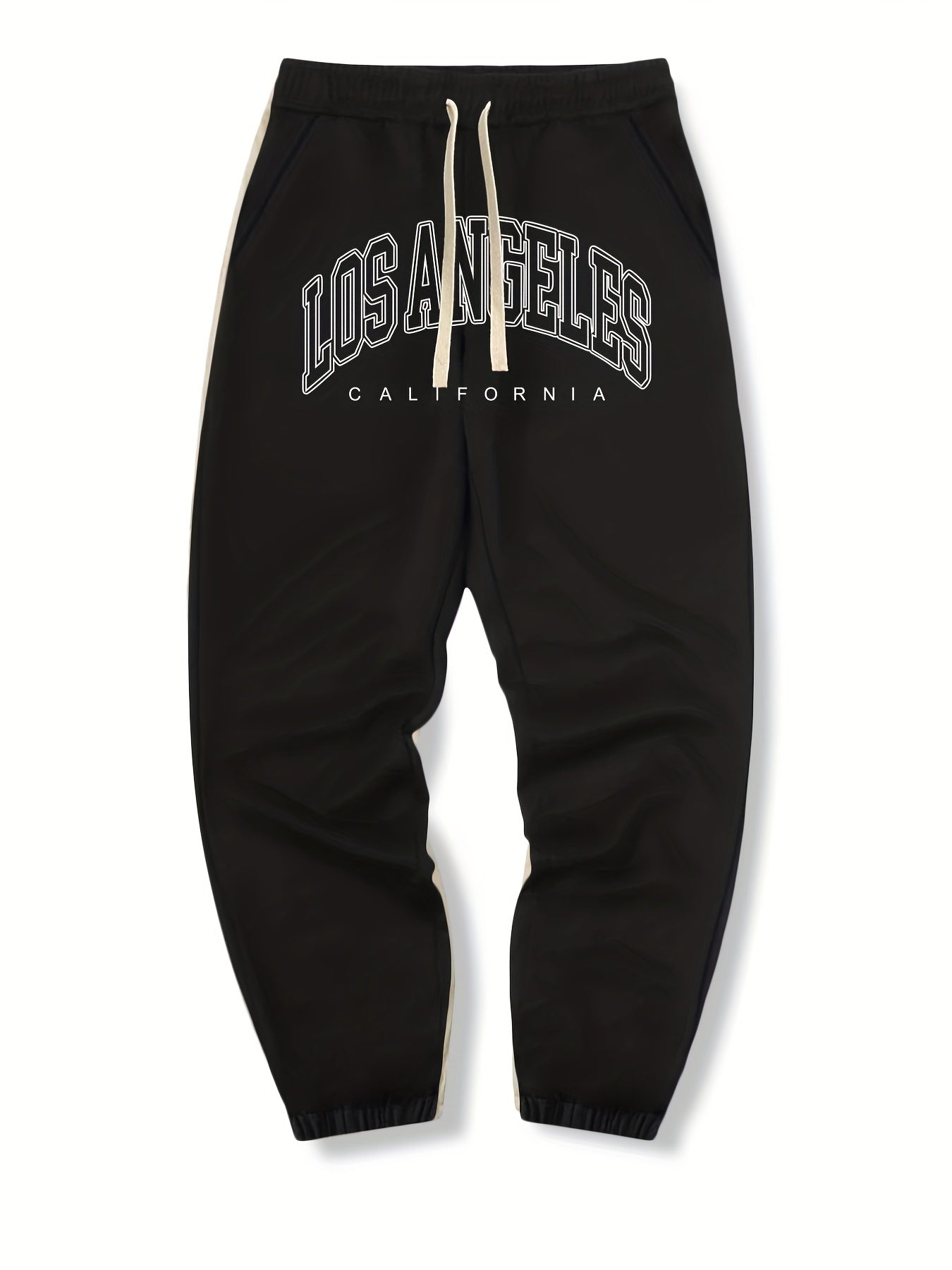 LA Print Drawstring Sweatpants Casual Loose Fit Joggers for Men