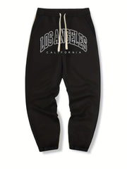 LA Print Drawstring Sweatpants Casual Loose Fit Joggers for Men