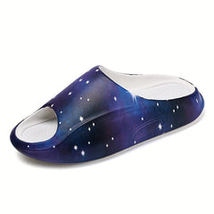 Men's Starry Sky Print Platform Slides