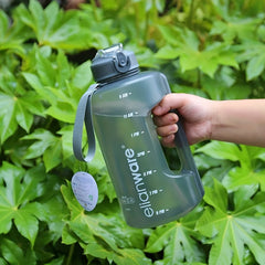 Large Capacity Plastic Straw Water Bottle With Time Marker Leak Proof