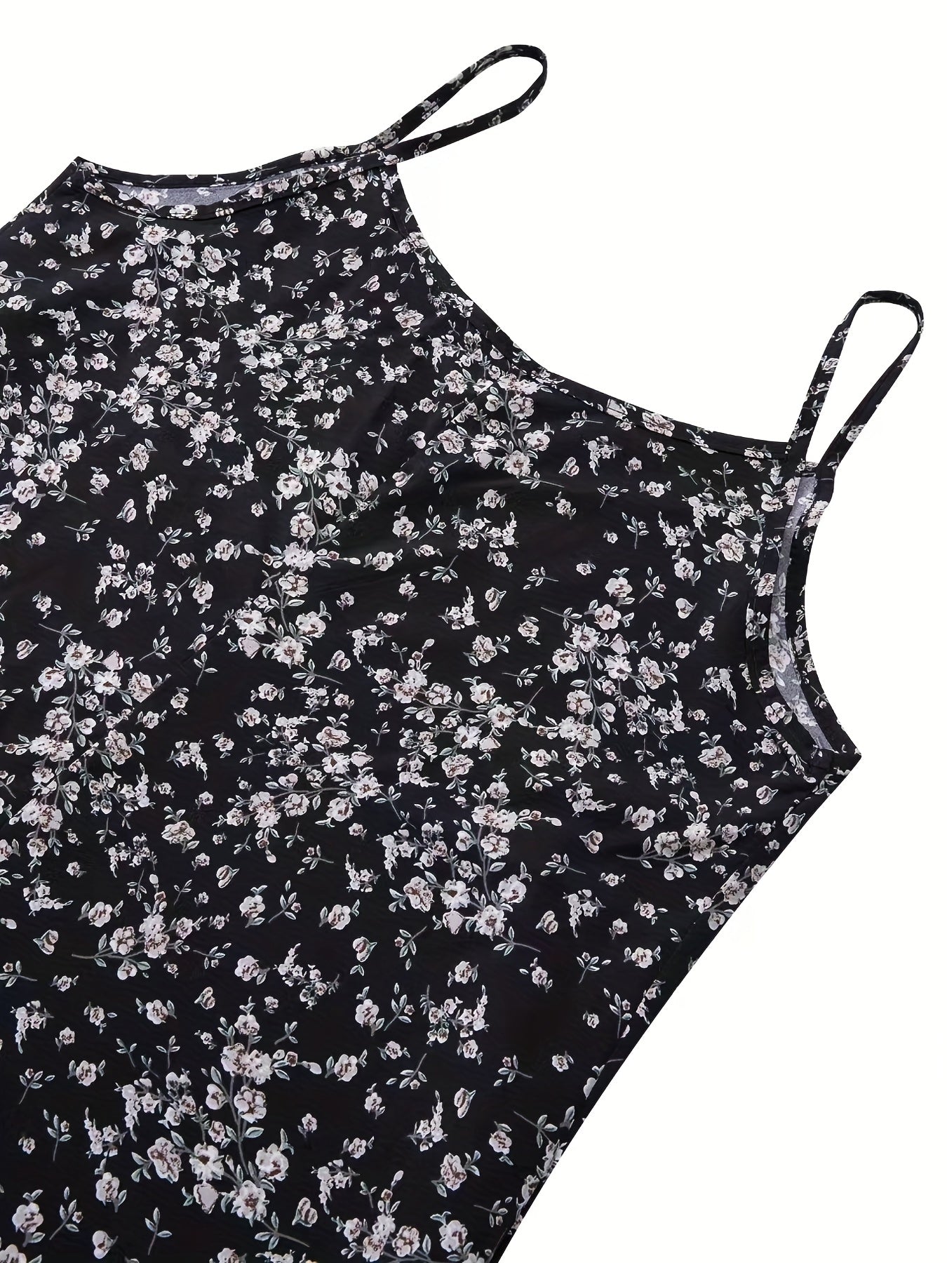 Floral Print V Neck Dress Spaghetti Strap Sleeveless
