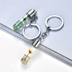 Plant Dried Flower Keychain Glass Bottle Backpack Car Pendant