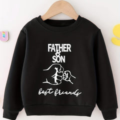 Father&son Fist Print Boys Casual Pullover Sweatshirt