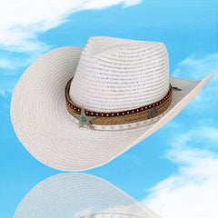 Breathable Sunshade Cowboy Hat With Pentagram for Outdoor Camping