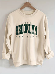 Letter Print Crew Neck Sweatshirt for Women