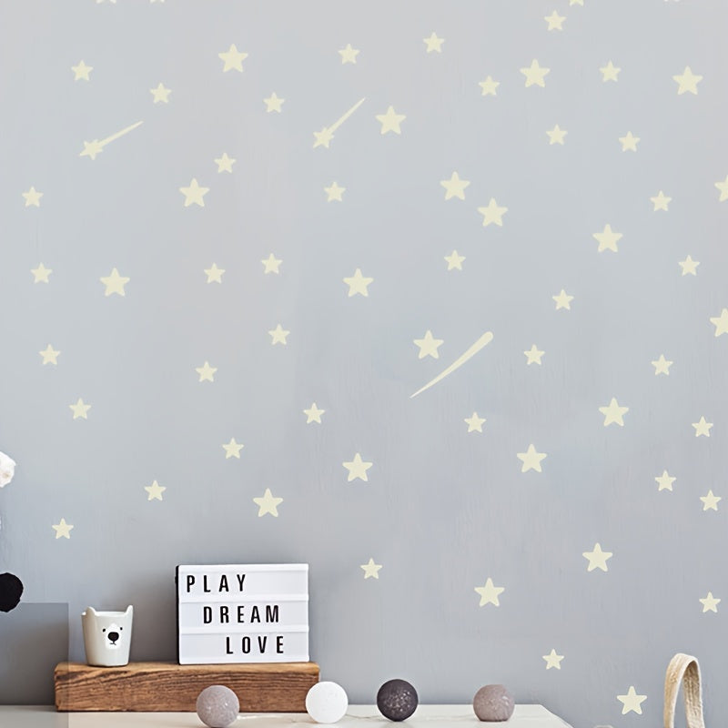 Luminous Star And Moon Stickers, 2pcs Set - Waterproof Vinyl Wall Decor