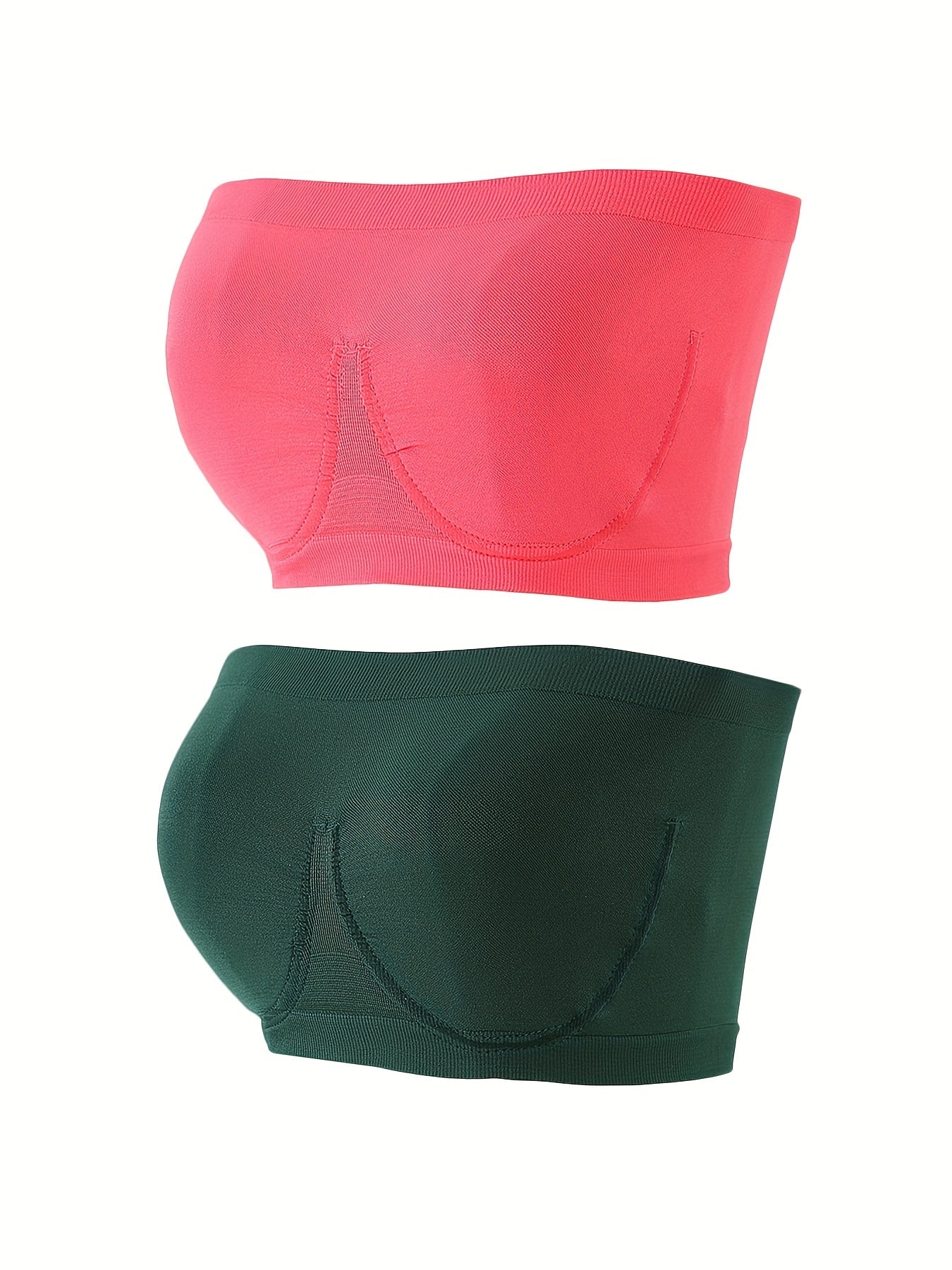 2pcs Seamless Bandeau Bras Soft Stretch Everyday Bra Women's Lingerie