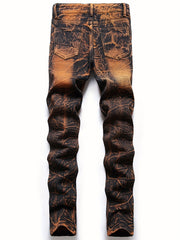 Boys Ripped Tie Dye Jeans Slim Fit Denim Pants