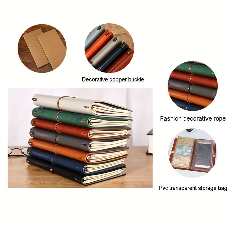 Retro Leather Journal A6 Notebook 144 Pages + PVC Storage Bag
