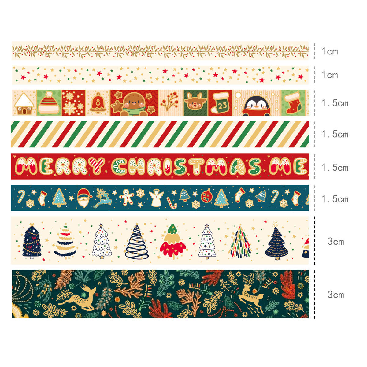 8pcs Christmas Washi Tapes for Scrapbook Journal DIY Craft