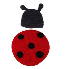Knitted Ladybug Baby Beanie for Newborns