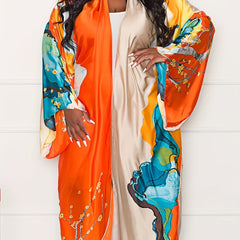 Casual Kimono Women's Painting Print Cover Up
