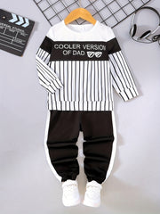 Striped Boy's 2pcs Sunglasses Sweatshirt & Sweatpants Set COOLER VERSION OF DAD