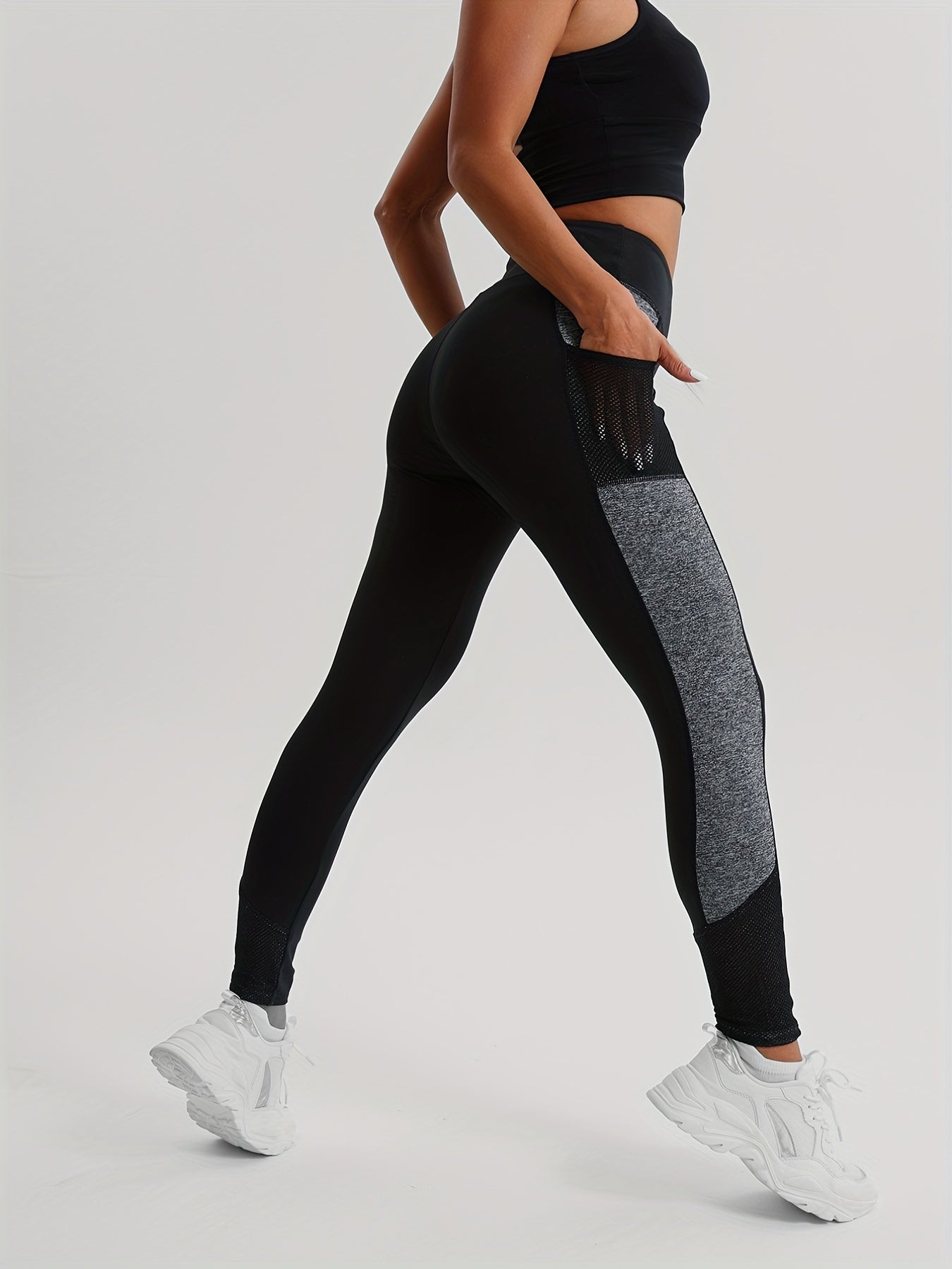 Soft Yoga Sports Leggings High Waist Mesh Pocket Women's Activewear