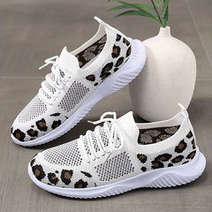 Leopard Print Sneakers Casual Lace Up Running Shoes