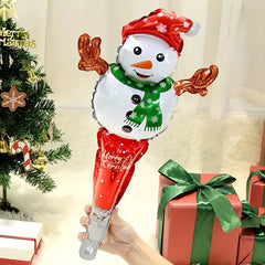 4pcs Christmas Snowman Sticks Handheld Balloon
