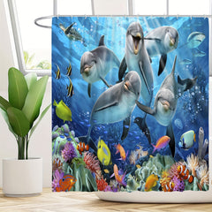 Under The Sea World Whale Bathroom Shower Curtain Set