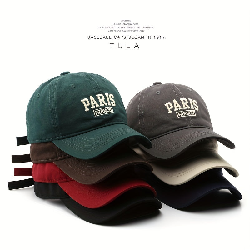 Men's Washed Letter Embroidery Peaked Cap Outdoor Travel Baseball Cap