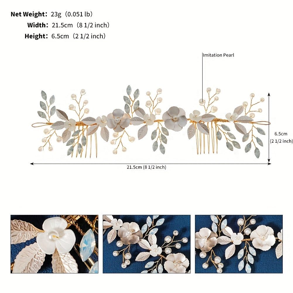 Bridal Faux Pearl Headband Double Comb Hair Accessory