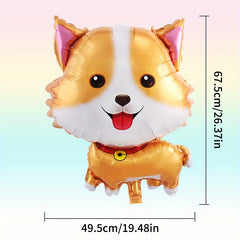 2pcs Husky Corgi Dog Paw Bone Foil Balloons for Birthday Party