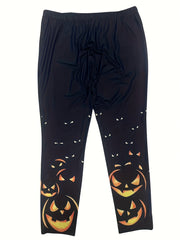 Halloween Leggings Women's Plus Funny Pumpkin Print Leggings