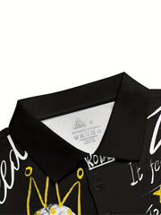 Graffiti Letter & Statue Print Boys Polo Shirt
