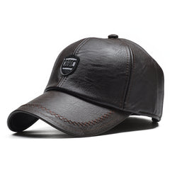 Men's Casual PU Leather Baseball Cap