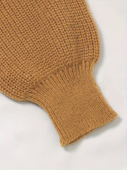Solid Lantern Sleeve Cold Shoulder Knit Pullover Jumper