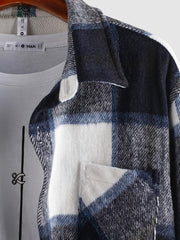 Plaid Print Men's Casual Button Up Long Sleeve Shirt