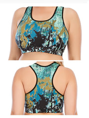 Random Print Sports Bra Women's Plus Medium Stretch Yoga Running Fitne