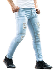 Slim Fit Ripped Jeans Men's Distressed Denim