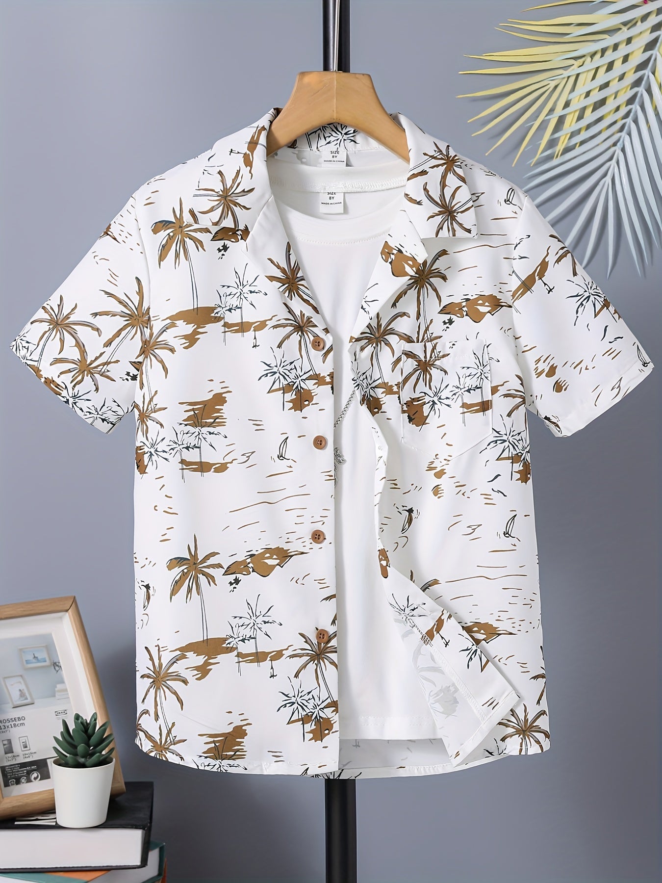 Coconut Tree Boys Full Print Casual Shirt Summer Outdoor