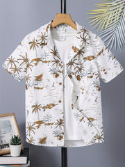Coconut Tree Boys Full Print Casual Shirt Summer Outdoor