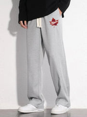 Leaf Pattern Mopping Trousers Men's Casual Loose Fit Pants