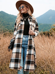 Long Sleeve Plaid Shirt Jacket for Women