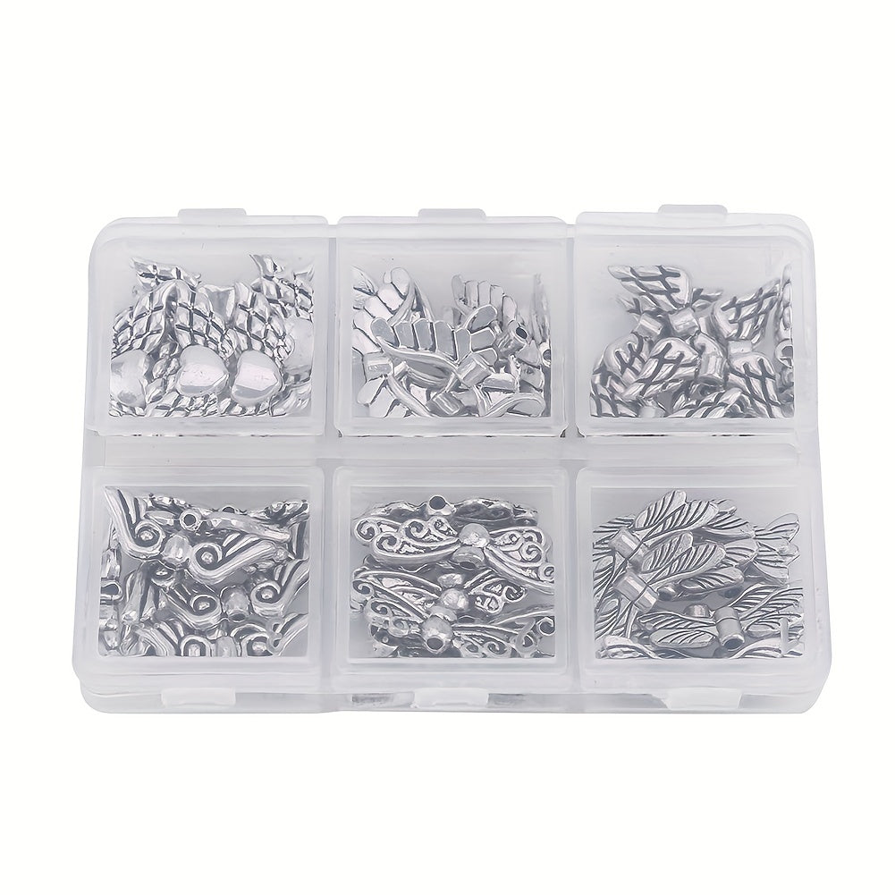 60pcs Angel Wing Beads DIY Jewelry Findings in Storage Box