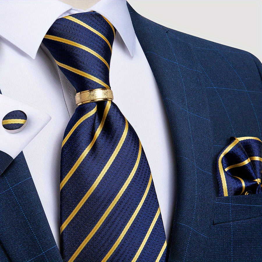 Men's Striped Silk Tie Set Business Wedding Gift