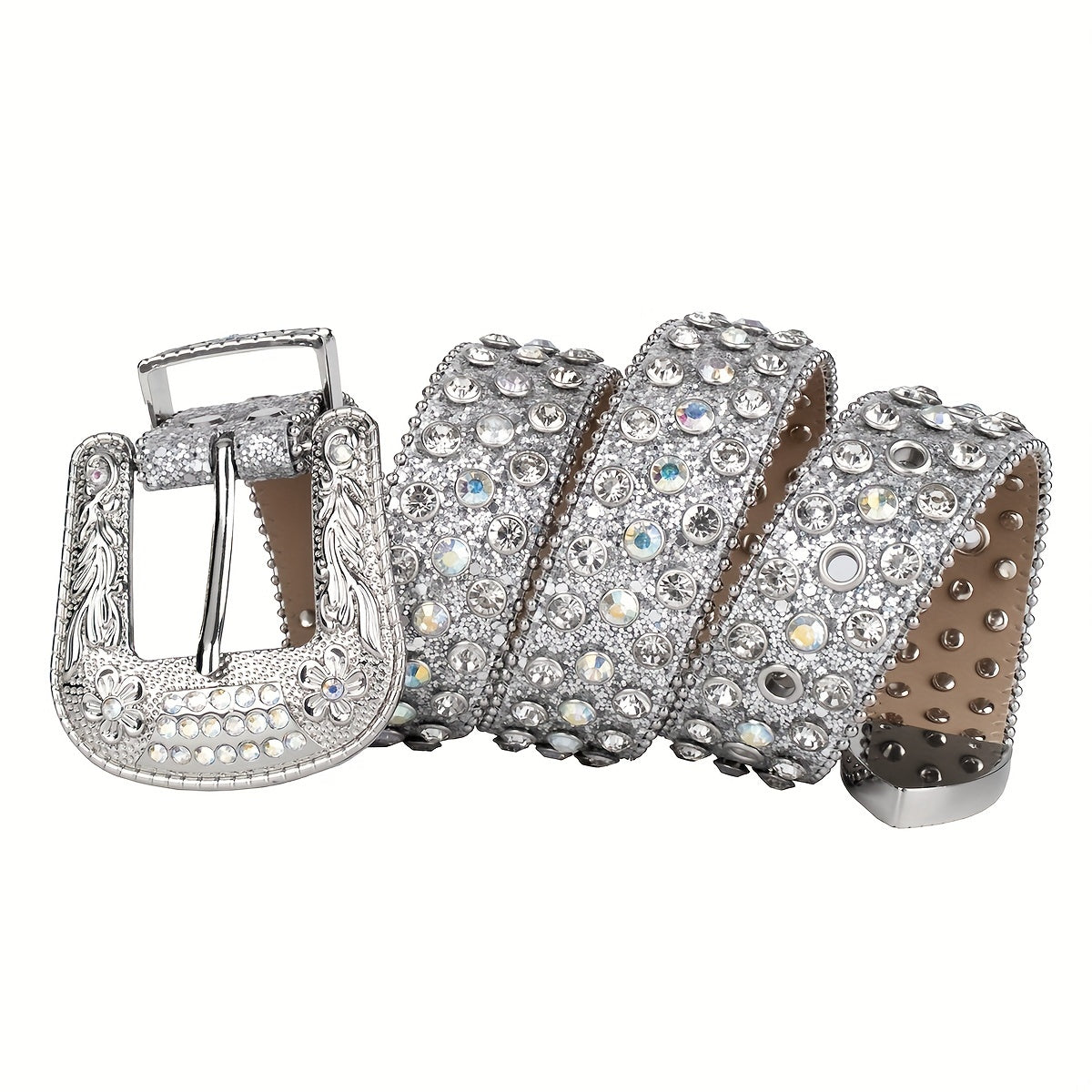 Rhinestone Belt Punk Western Cowboy Crystal Stone Belt For Jeans Dress