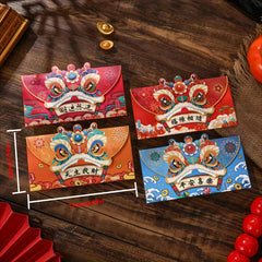 Year of the Dragon Chinese Zodiac Red Envelopes Set of 4 Lucky Gift
