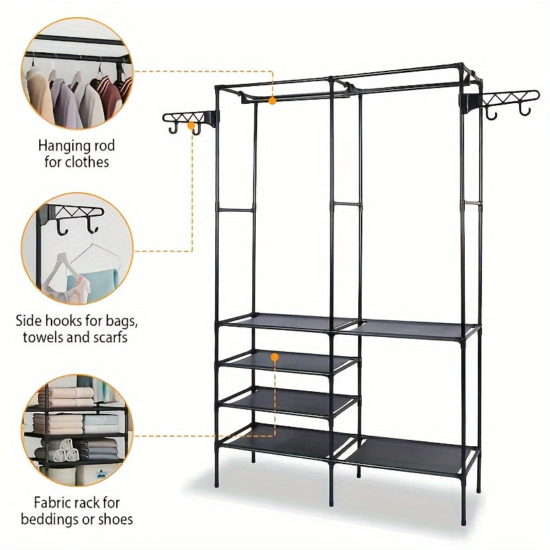 Double Row Clothes Rack Large Capacity Functional Wardrobe