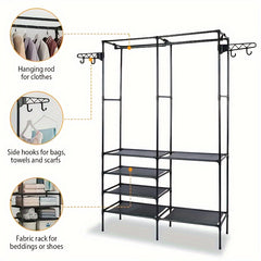 Double Row Clothes Rack Large Capacity Functional Wardrobe