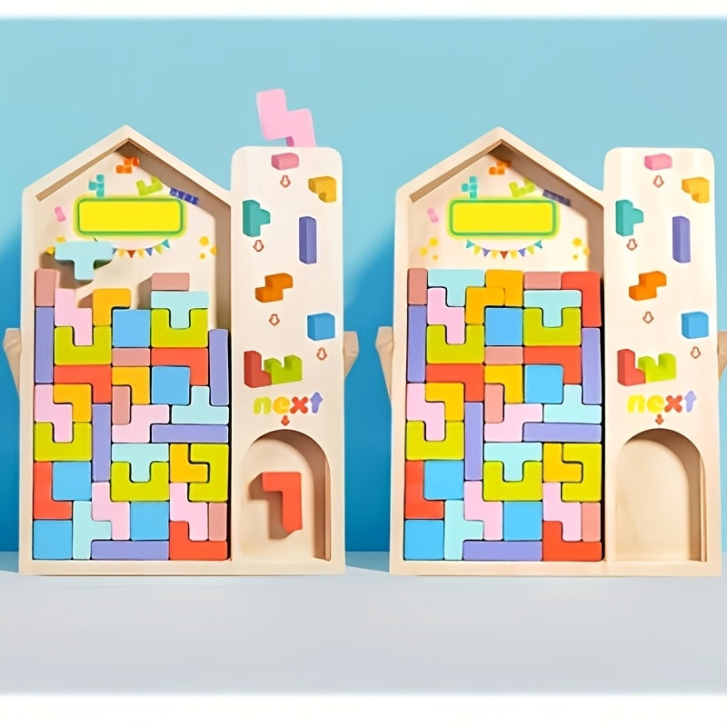 Colorful 3D Wooden Puzzle Blocks for Kids DIY Educational Brain Teaser Toy