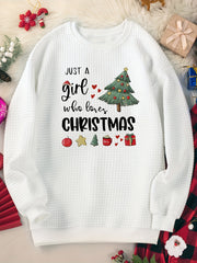 Women's Plus Christmas Tree Crew Neck Waffle Top
