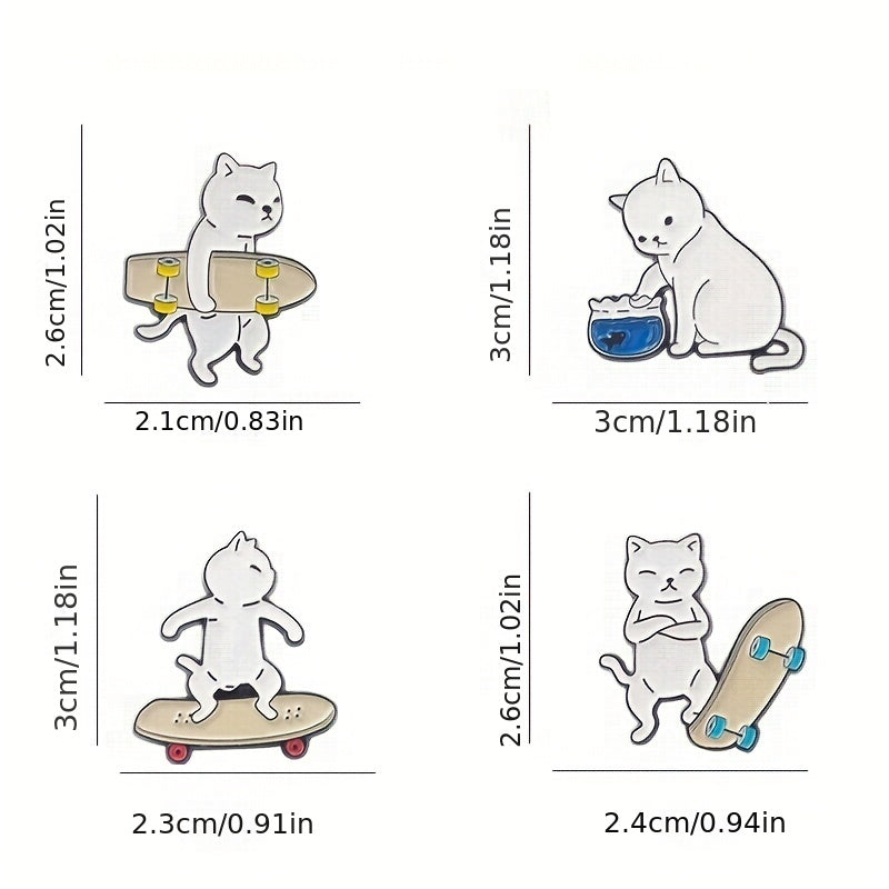 Cartoon Cat Enamel Pin Set - Fun Animal Jewelry for Boys and Girls