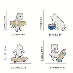 Cartoon Cat Enamel Pin Set - Fun Animal Jewelry for Boys and Girls
